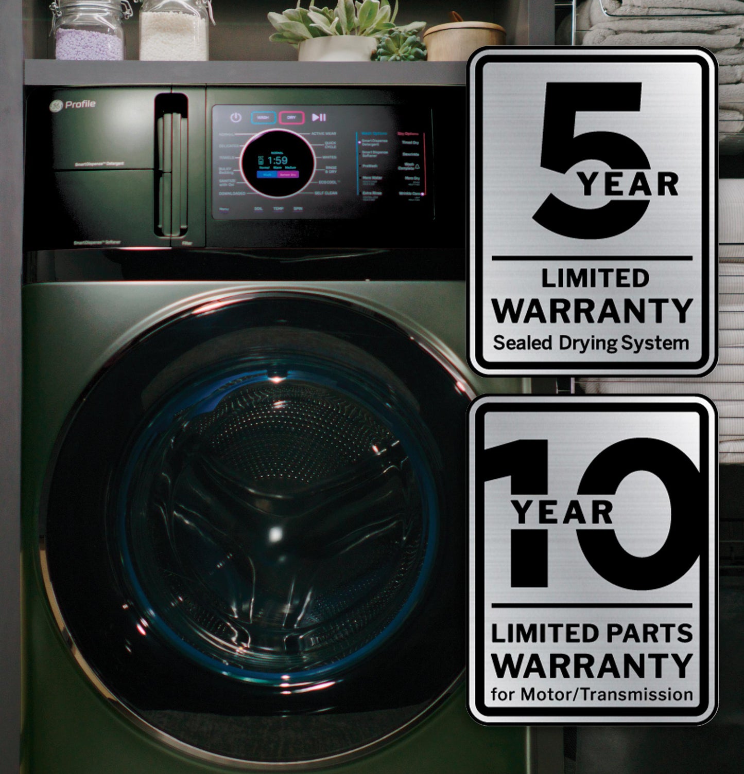 PFQ97HSPVGN GE Profile™ ENERGY STAR® 4.8 cu. ft. Capacity UltraFast Combo with Ventless Inverter Heat Pump Technology Washer/Dryer