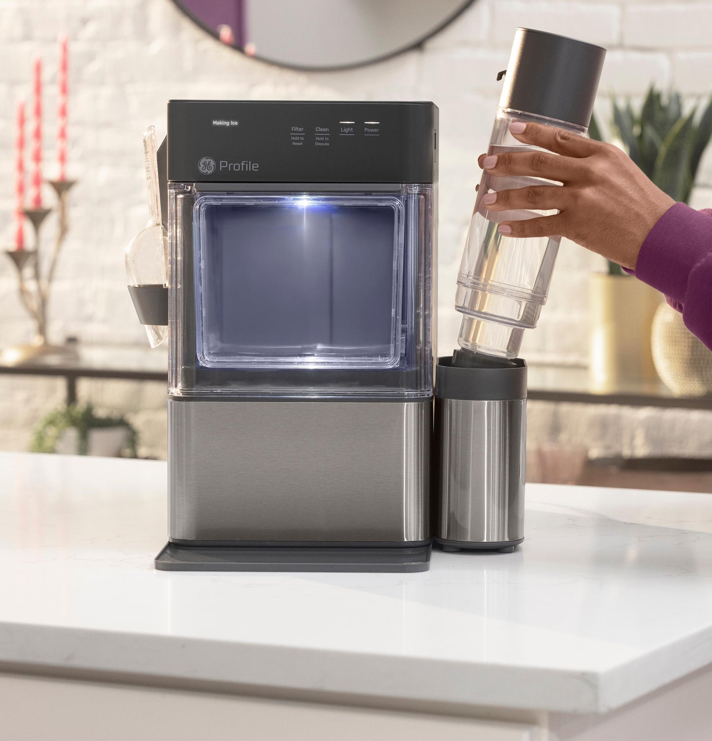 P4NM25PZSG GE Profile Opal Mini Pro Nugget Ice Maker with Side Tank