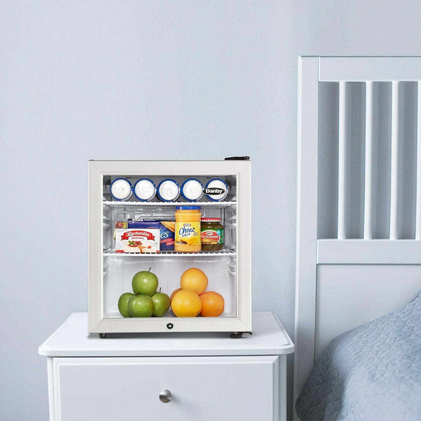 DAG016A2BDB Danby 1.6 cu. ft. Compact Glass Door Fridge in Platinum