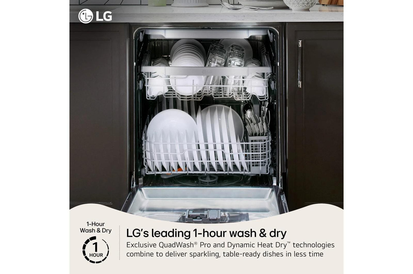 Lg LDNPH753S Smart FlushFit™ Top Control Dishwasher with 1-Hour Wash & Dry, QuadWash® Pro, TrueSteam® and Dynamic Heat Dry™ w/AutoVent Dry™