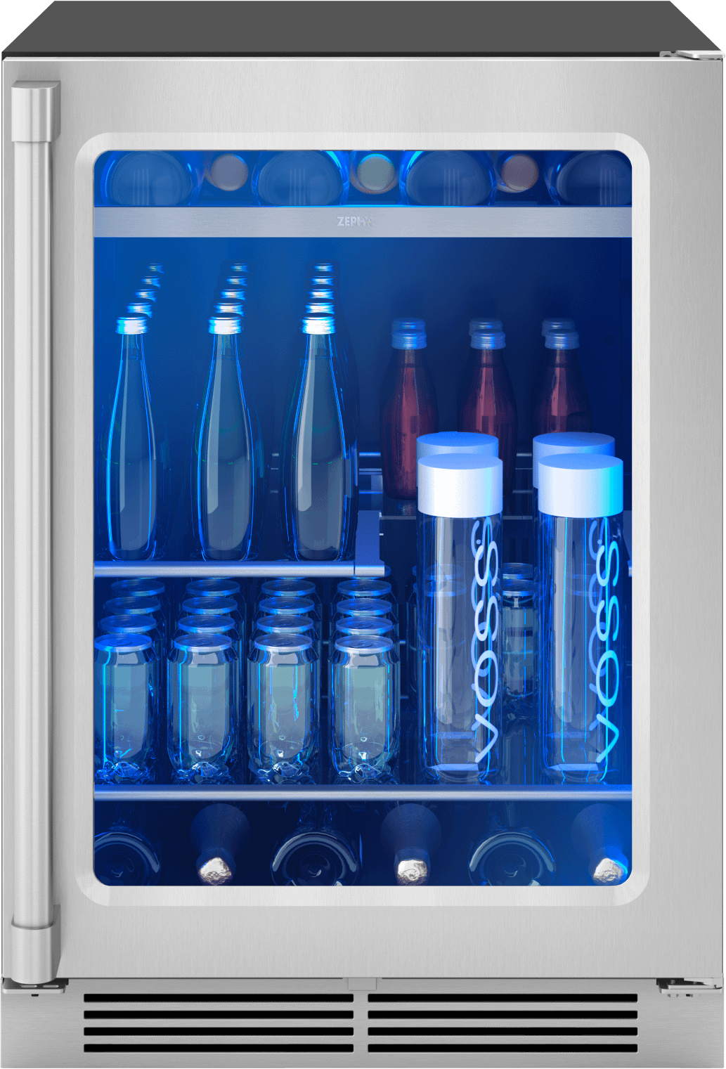 Zephyr PRPB24C01BG Presrv Pro Beverage Cooler, 24in Under Cabinet, SS+Glass, Reverse Door, 1 Zone