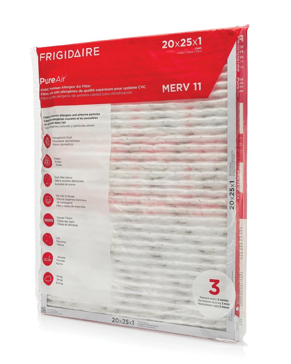 Frigidaire HVAC2025116 PureAir® 20" x 25" x 1" MERV 11 Premium Allergen Air Filter - 6 Pack