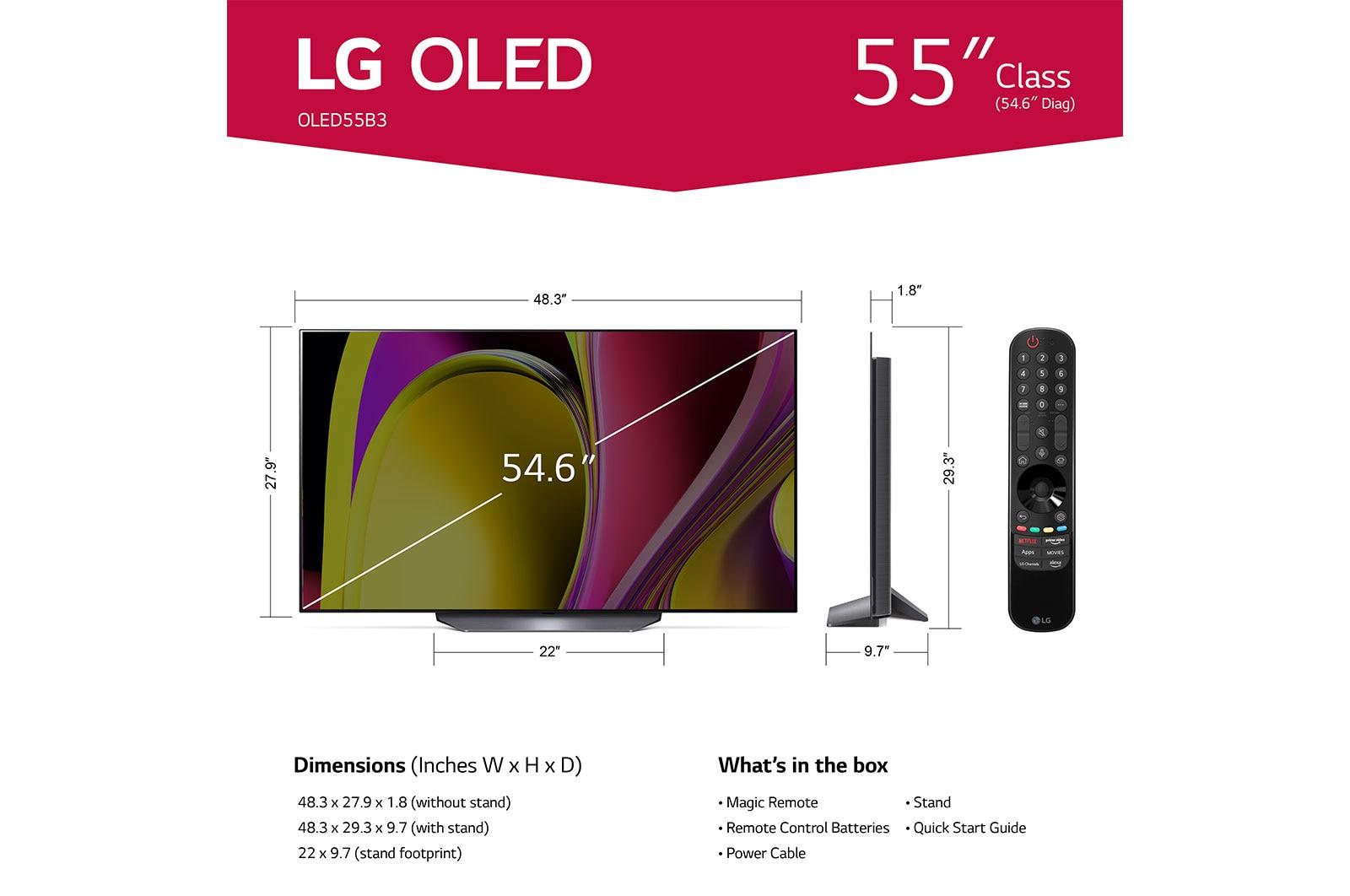 OLED55B3PUA LG 55 Inch Class B3 series OLED 4K UHD Smart webOS 23 w/ ThinQ AI TV