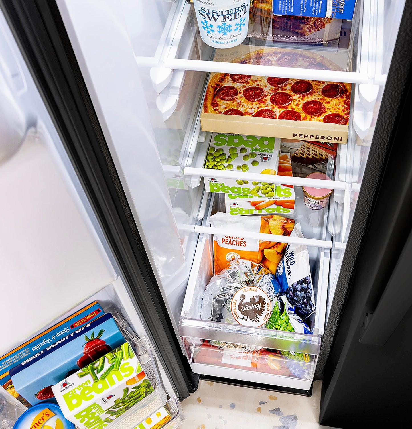 GSS28NGYBB GE® 27.9 Cu. Ft. Side-By-Side Refrigerator with Extra Tall Dispenser and In-Door Icemaker