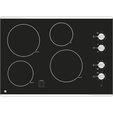 JP3030SWSS GE® 30" Built-In Knob Control Electric Cooktop