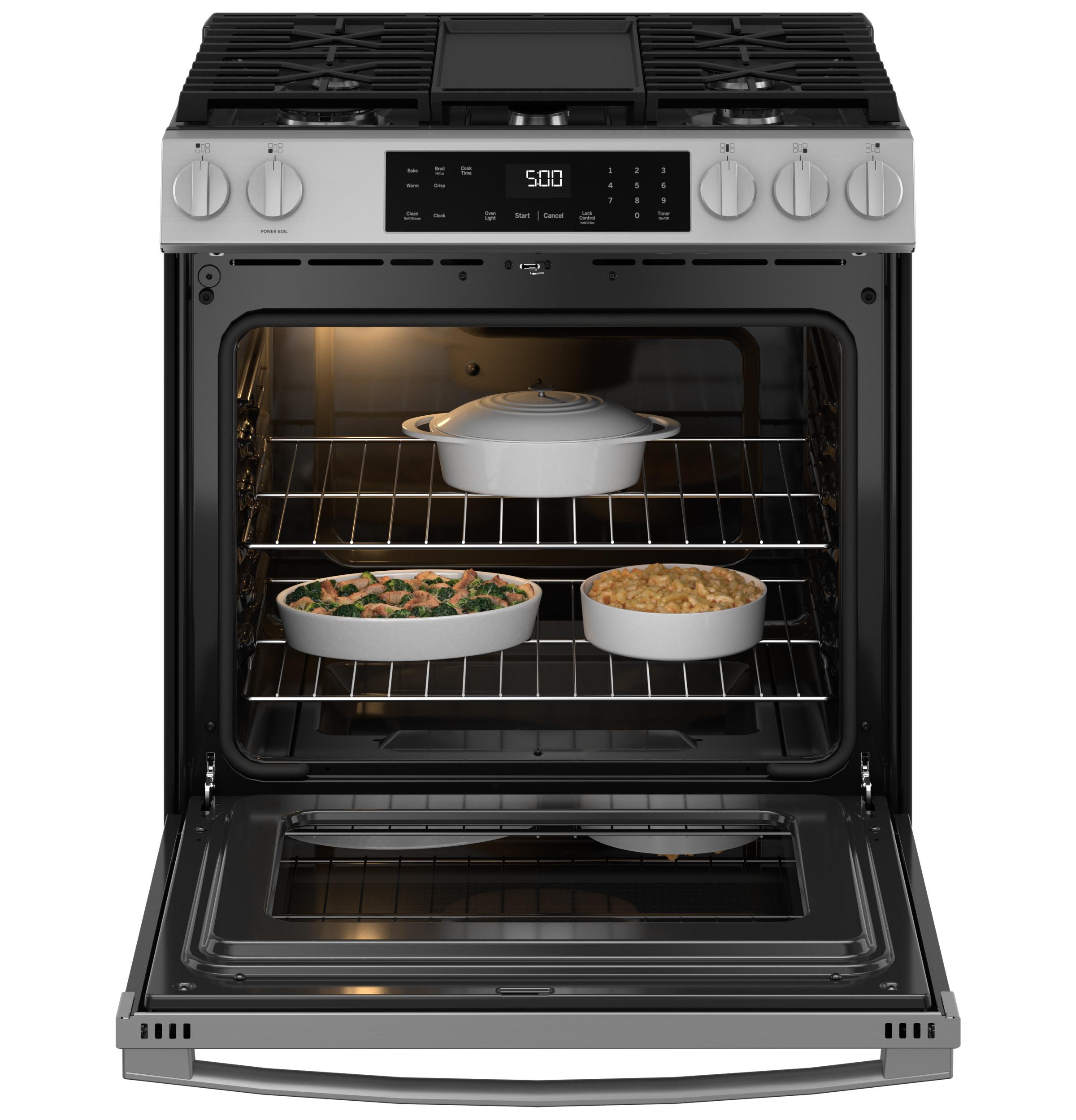 GGS500PVSS GE® 30" Slide-In Front-Control Gas Range with Crisp Mode