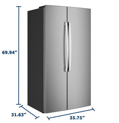 GKS24NYYFS GE® 24.2 Cu. Ft. Counter-Depth Side-By-Side Refrigerator with Internal Dispenser and In-Door Icemaker