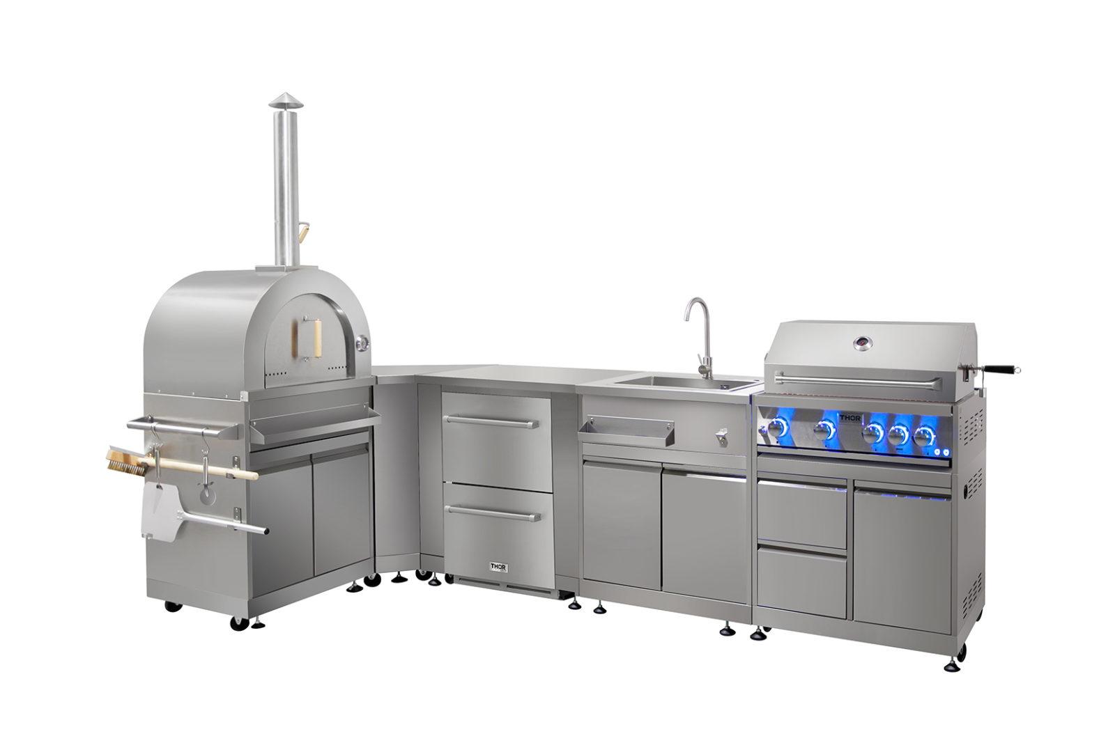 Thor Kitchen Outdoor Kitchen Pizza Oven and Cabinet In Stainless Steel