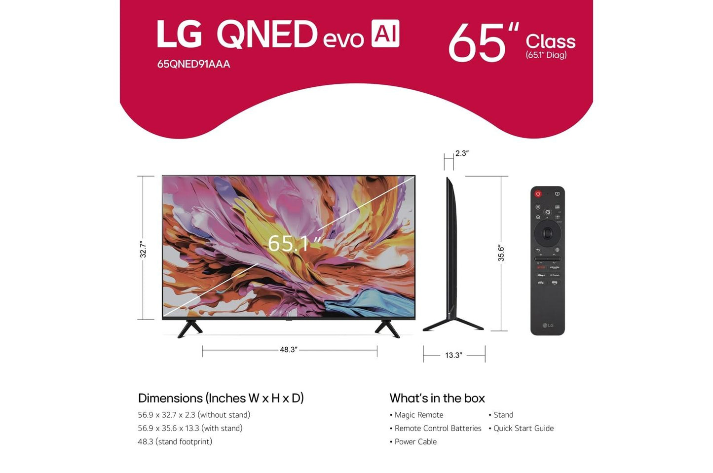 Lg 65QNED91AAA 65 Inch Class LG QNED evo AI QNED91AA 4K Smart TV 2025