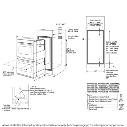 JTD5000ENES GE® 30" Smart Built-In Self-Clean Convection Double Wall Oven