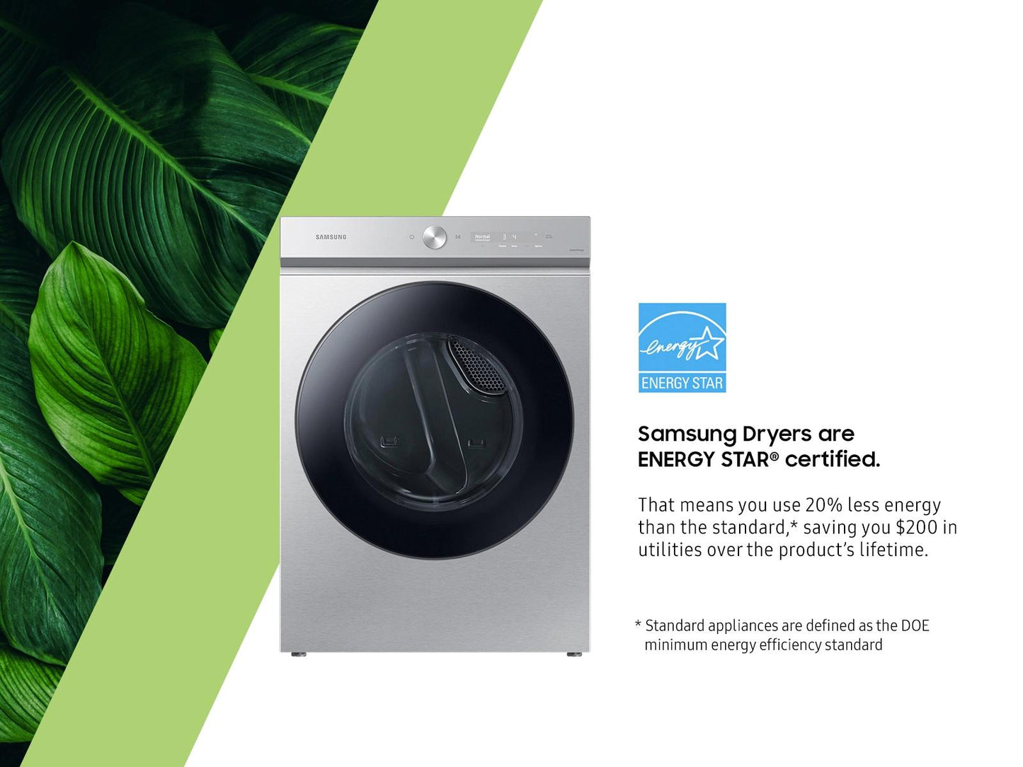 Samsung DVG53BB8700T Bespoke 7.6 cu. ft. Ultra Capacity Gas Dryer with Super Speed Dry and AI Smart Dial in Silver Steel