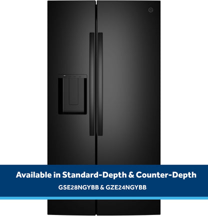 GZE24NGYBB GE® ENERGY STAR® 23.6 Cu. Ft. Counter-Depth Side-By-Side Refrigerator with Extra Tall Dispenser and In-Door Icemaker