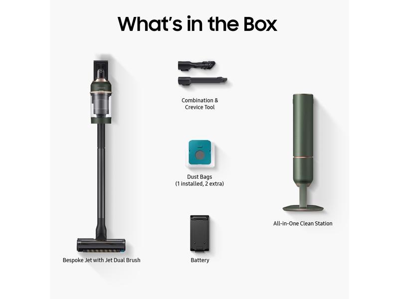 Samsung VS20A9500AN Bespoke Jet™ Cordless Stick Vacuum with All in One Clean Station in Woody Green