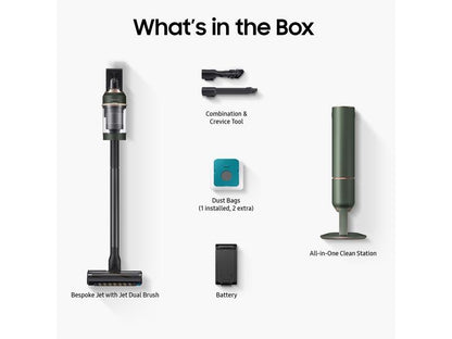 Samsung VS20A9500AN Bespoke Jet™ Cordless Stick Vacuum with All in One Clean Station in Woody Green