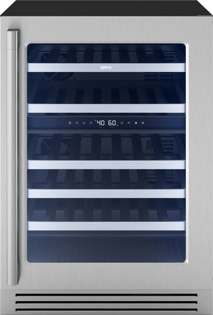 Zephyr PRPW24C02CG Presrv Pro Wine Cooler, 24in Under Cabinet, SS+Glass, Reverse Door, 2 Zone