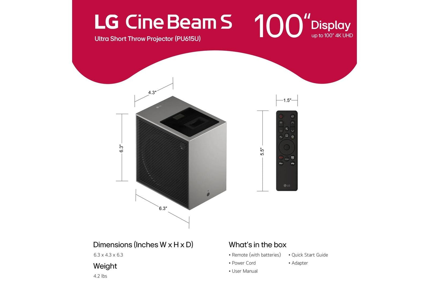 PU615U LG CineBeam S 4K UHD Smart Triple Laser UST Projector PU615U