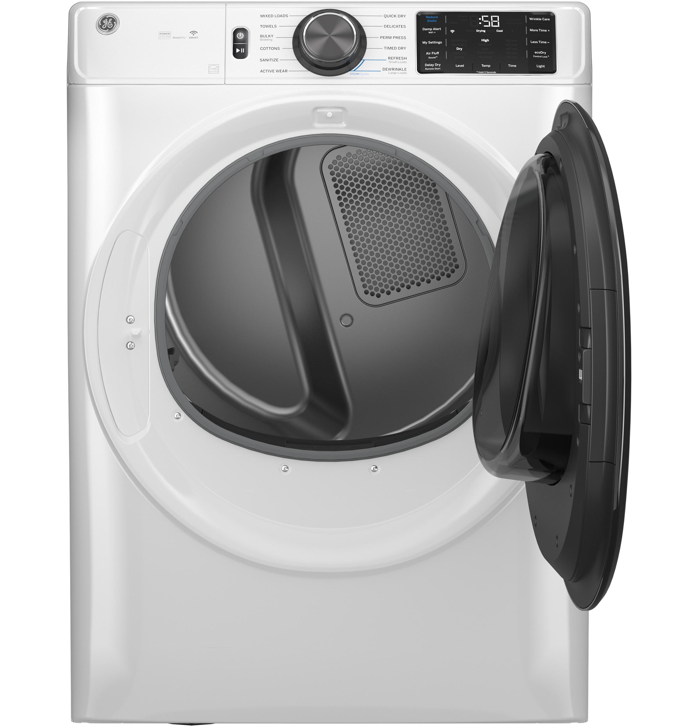 GFD65ESSVWW GE® ENERGY STAR® 7.8 cu. ft. Capacity Smart Front Load Electric Dryer with Steam and Sanitize Cycle