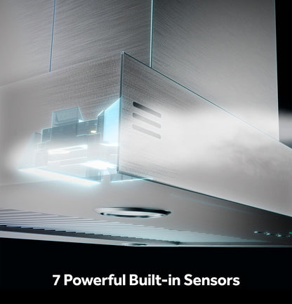 Cafe UVI1036SRSS 36" Designer Island-Mount Chimney Vent Hood with Clean Air Sensors
