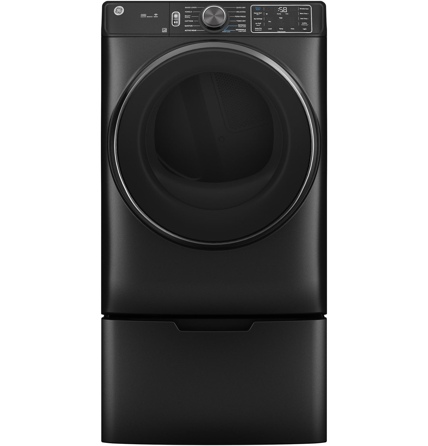 GFD65GSPVDS GE® ENERGY STAR® 7.8 cu. ft. Capacity Smart Front Load Gas Dryer with Steam and Sanitize Cycle