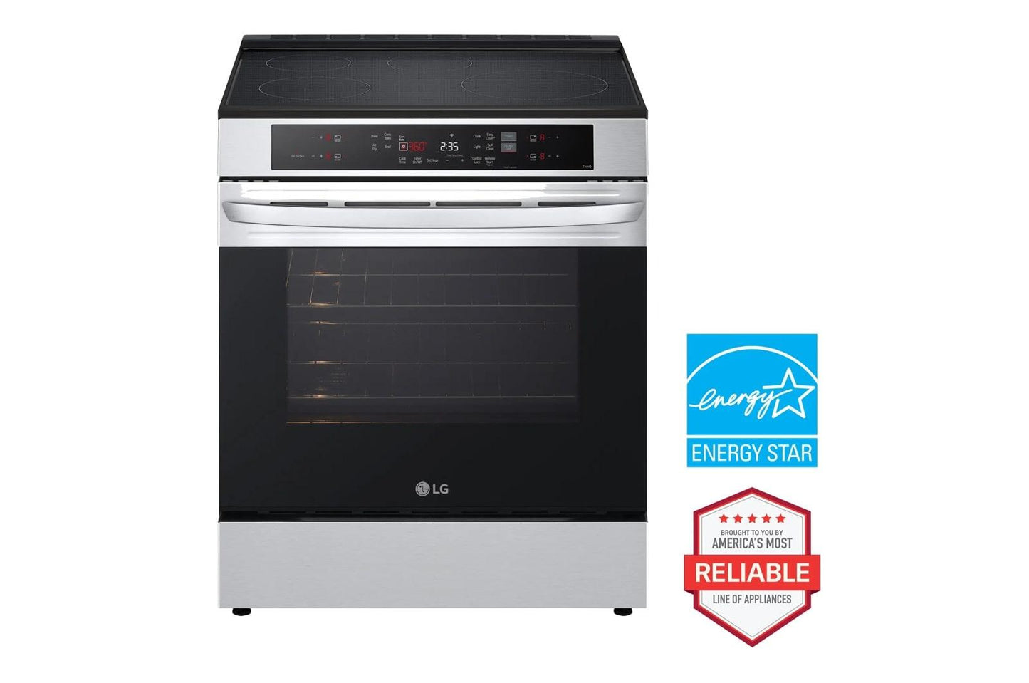 Lg LRMXS3006SLSIL6334XEMVEL2137FLDNTH753S Deluxe Kitchen Package with 30 cu. ft. French Door Refrigerator, Slide-in Induction Range, Top Control Dishwasher and Microwave in Stainless Steel