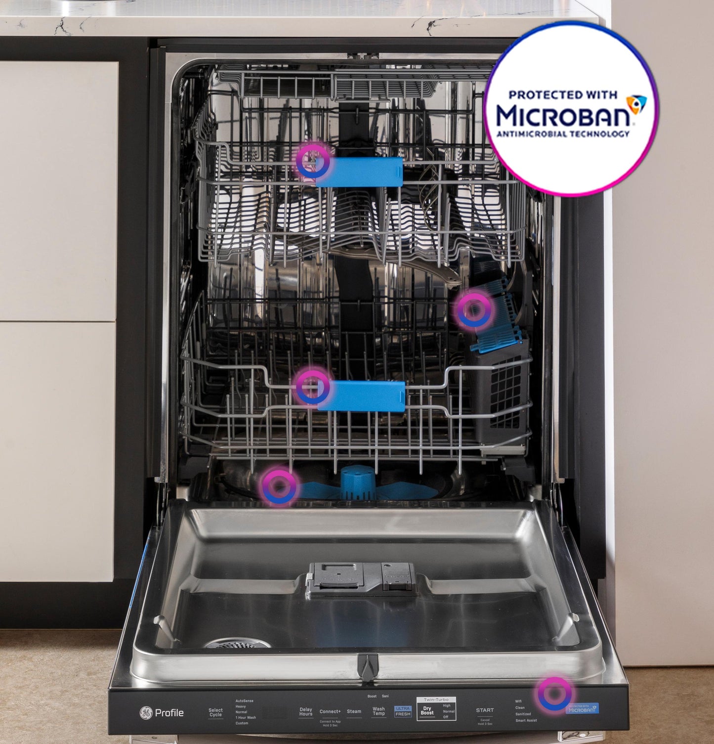 PDT795SYVFS GE Profile™ ENERGY STAR Smart UltraFresh System Dishwasher with Microban™ Antimicrobial Technology with Deep Clean Washing 3rd Rack, 39 dBA