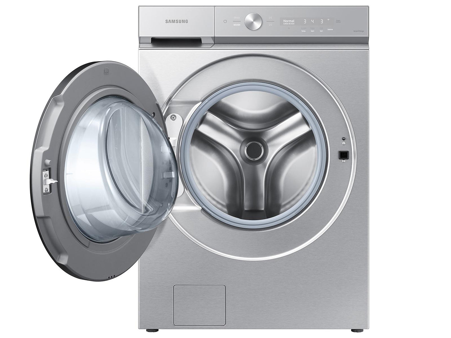 Samsung WF53BB8700AT Bespoke 5.3 cu. ft. Ultra Capacity Front Load Washer with Super Speed Wash and AI Smart Dial in Silver Steel