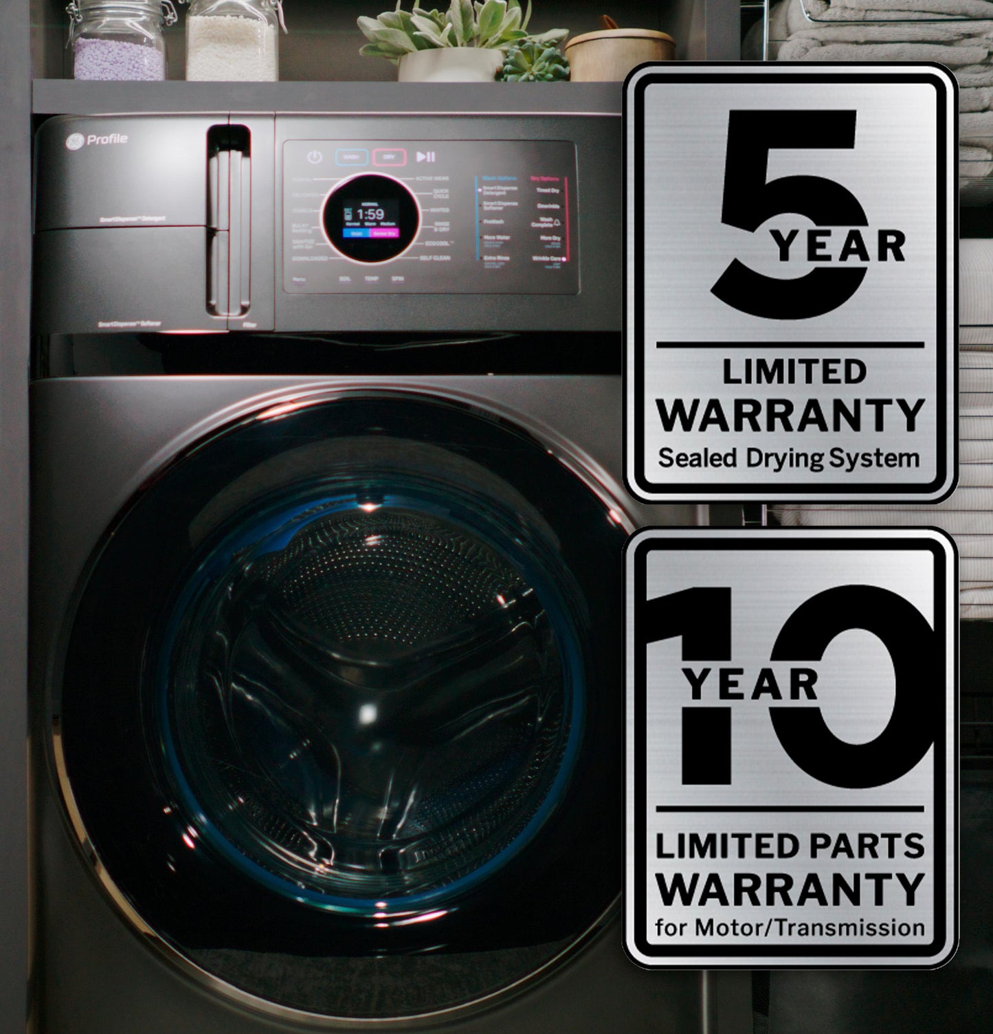 PFQ97HSPVDS GE Profile ENERGY STAR 4.8 cu. ft. Capacity UltraFast Combo with Ventless Inverter Heat Pump Technology Washer/Dryer