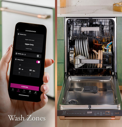 Cafe CDT888P4VW2 CAF(EBACK)™ CustomFit ENERGY STAR Stainless Interior Smart Dishwasher with Ultra Wash Top Rack and Dual Convection Ultra Dry, LED Lights, 39 dBA