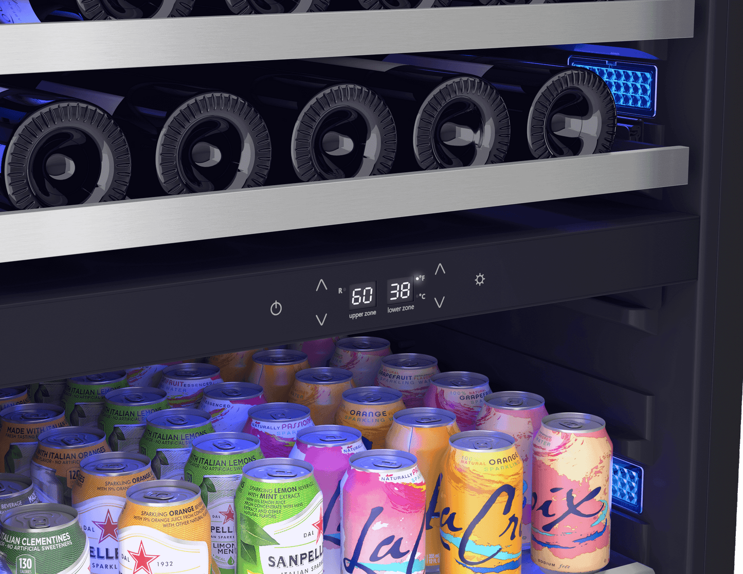 Zephyr PRWB24F02AG Presrv Wine and Beverage Cooler, 24in, Full Size, SS+Glass, Reversible Door, 2 Zones