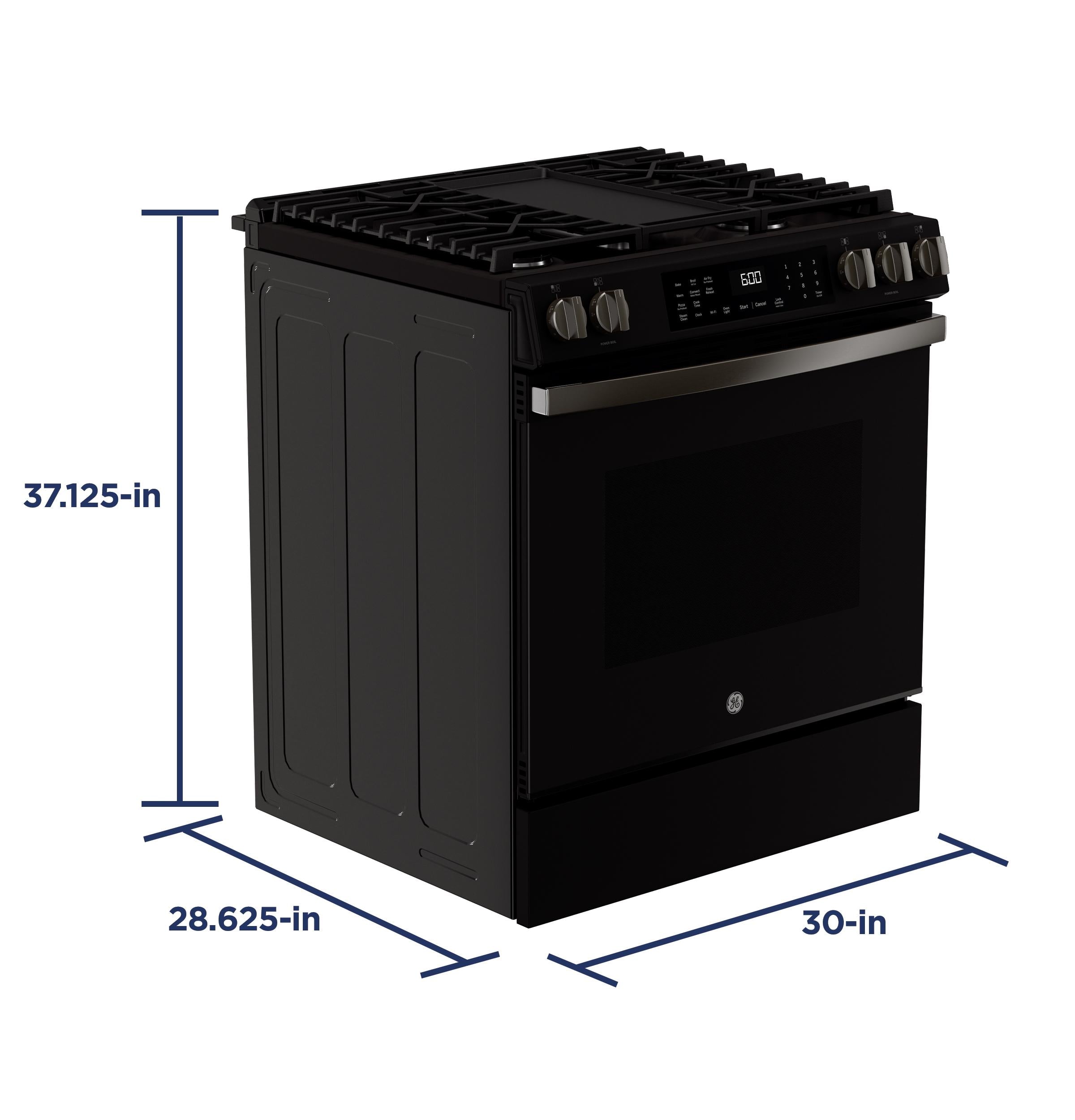 GGS600AVDS GE® 30" Slide-In Front-Control Convection Gas Range with No Preheat Air Fry and EasyWash™ Oven Tray