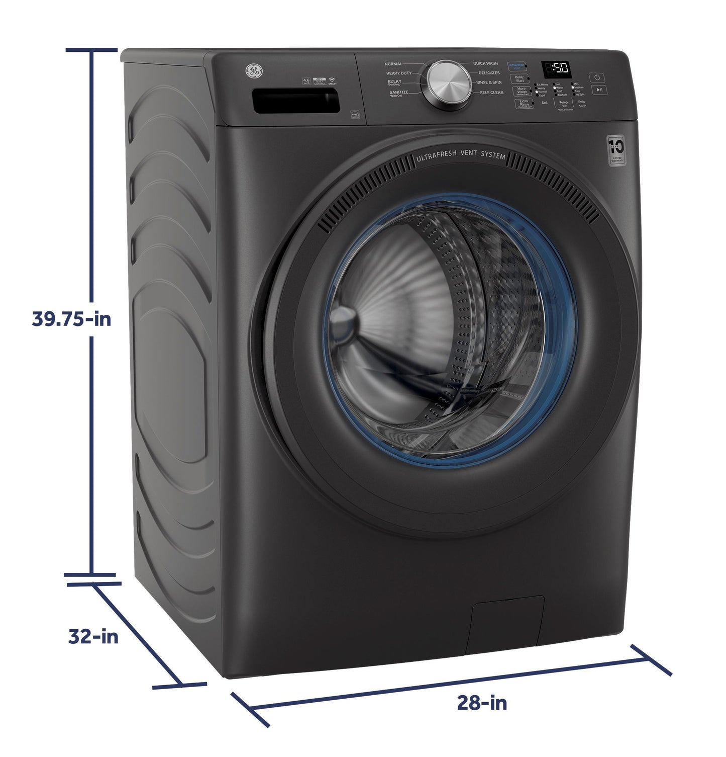 GFW350SPYDS GE® ENERGY STAR® 4.6 cu. ft. Capacity Smart Front Load Washer with UltraFresh Vent System with OdorBlock™