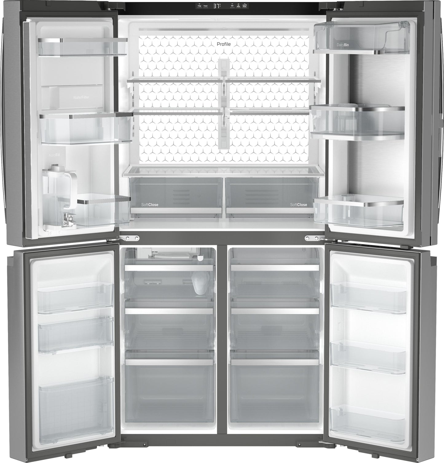 PAD28BYTFS GE Profile™ ENERGY STAR® 28.4 Cu. Ft. Quad-Door Refrigerator with Dual-Dispense AutoFill Pitcher and Door in Door