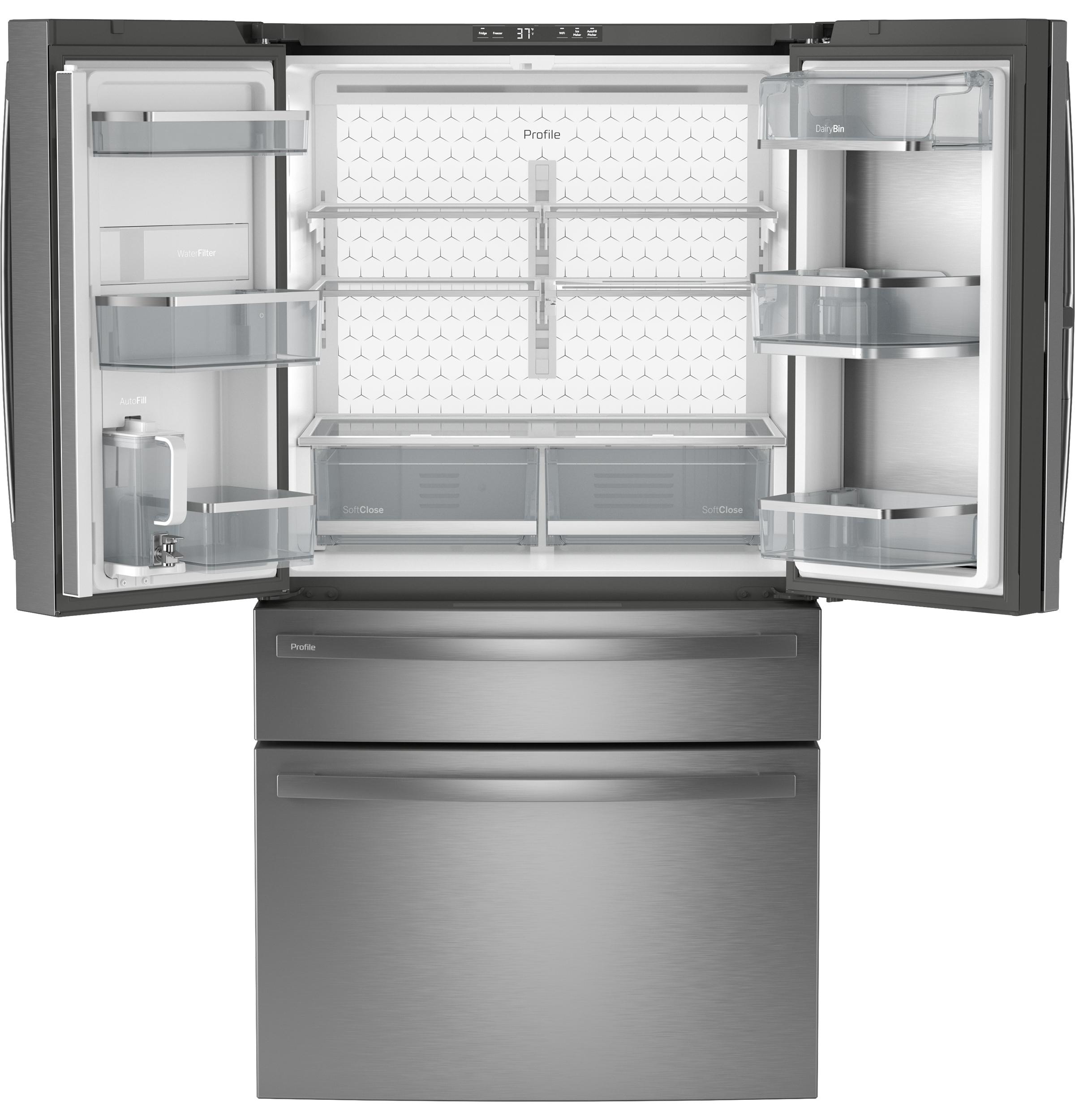 PGD29BYTFS GE Profile™ Series ENERGY STAR® 29 Cu. Ft. Smart Fingerprint Resistant 4-Door French-Door Refrigerator with Door In Door