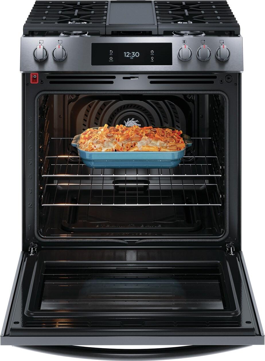 Frigidaire GCFG3060BD 30" Front Control Gas Range with Total Convection