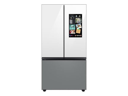 Samsung RF24BB69006M Bespoke 3-Door French Door Refrigerator (24 cu. ft.) - with Top Left and Family Hub™ Panel in White Glass - and Matte Grey Glass Bottom Door Panel