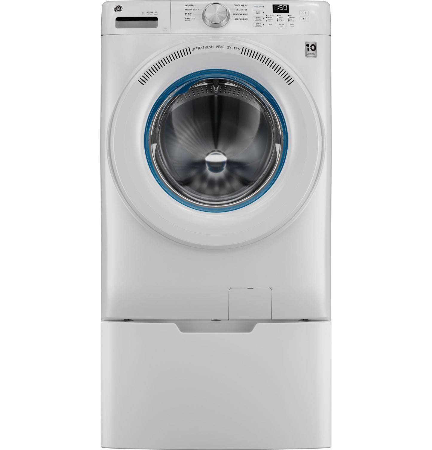 GFW350SSYWW GE® ENERGY STAR® 4.6 cu. ft. Capacity Smart Front Load Washer with UltraFresh Vent System with OdorBlock™