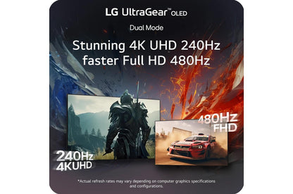 Lg 32GX870AB 32 Inch UltraGear™ OLED Dual Mode 4K UHD 240Hz or FHD 480Hz 0.03ms G-Sync Compatible Gaming Monitor with USB Type-C