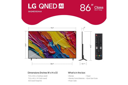 Lg 86QNED82AAA 86 Inch Class LG QNED AI QNED82A 4K Smart TV 2025