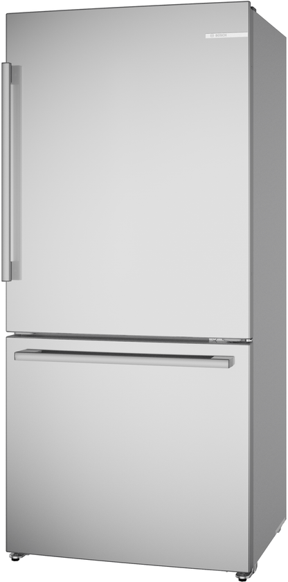 Bosch B33CM10SNS 100 Series, free-standing fridge-freezer with freezer at bottom, Brushed steel (with anti-fingerprint), Total No Frost