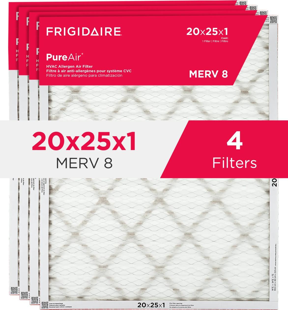 Frigidaire HVAC202584 PureAir® 20" x 25" x 1" MERV Allergen 8 Air Filter - 4 Pack