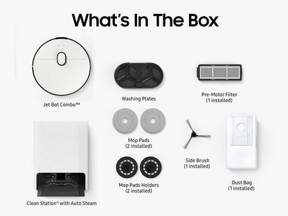 Samsung VR7MD96514G Bespoke AI Jet Bot AI Steam  Powerful Spinning Mop Pads  Clean Station