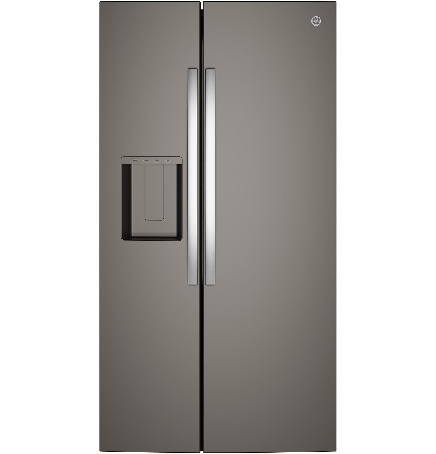 GZS24NMYES GE® 23.6 Cu. Ft. Counter-Depth Side-By-Side Refrigerator with Extra Tall Dispenser and In-Door Icemaker
