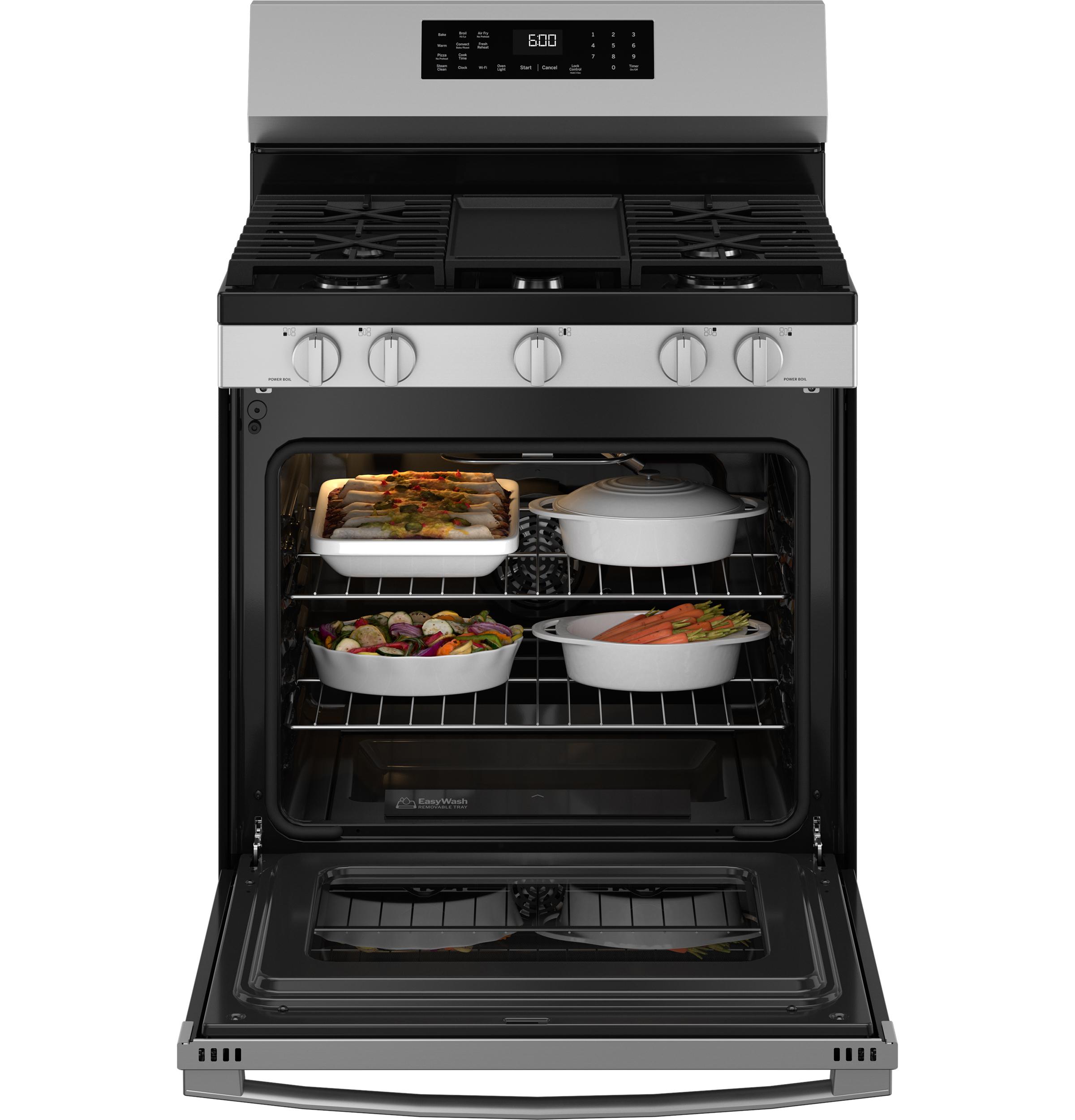 GGF600AVSS GE® 30" Free-Standing Gas Convection Range with No Preheat Air Fry and EasyWash™ Oven Tray