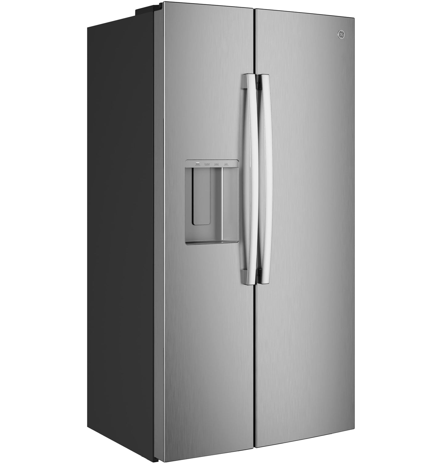 GZS24NYYFS GE® 23.6 Cu. Ft. Counter-Depth Side-By-Side Refrigerator with Extra Tall Dispenser and In-Door Icemaker