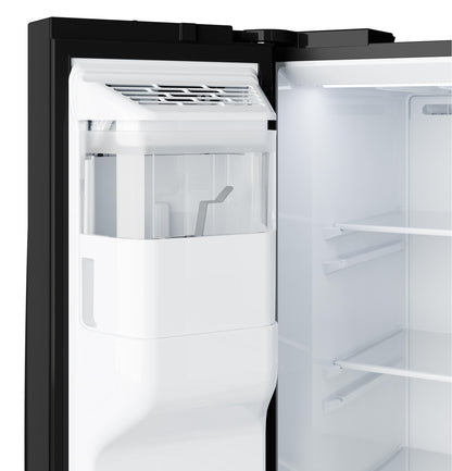 GZS24NGYBB GE® 23.6 Cu. Ft. Counter-Depth Side-By-Side Refrigerator with Extra Tall Dispenser and In-Door Icemaker