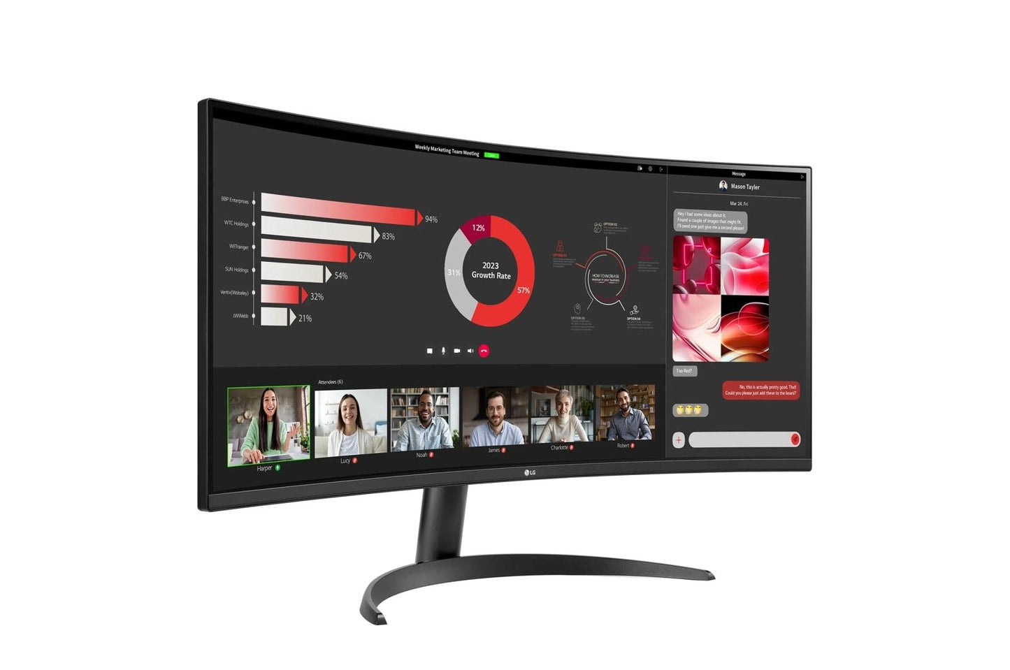 Lg 34WR50QKB 34 Inch Curved UltraWide™ WQHD HDR 10 100Hz Monitor