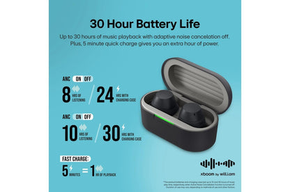 BUDSAUSALBK LG xboom Buds by will.i.am  Bluetooth Earbuds  xboom Signature Sound with Graphene Driver, Black
