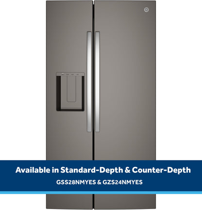 GSS28NMYES GE® 27.9 Cu. Ft. Side-By-Side Refrigerator with Extra Tall Dispenser and In-Door Icemaker