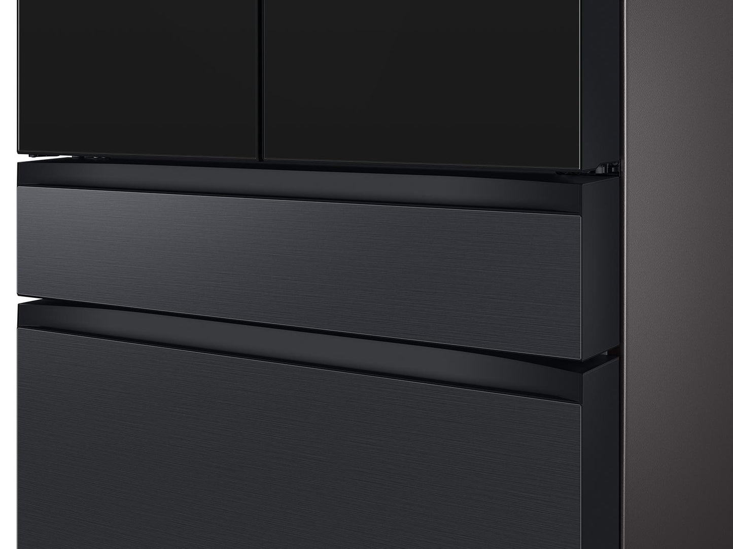 Samsung RF23BB89008M Bespoke 4-Door French Door Refrigerator (23 cu. ft.) - with Top Left and Family Hub™ Panel in Charcoal Glass - and Matte Black Steel Middle and Bottom Panels
