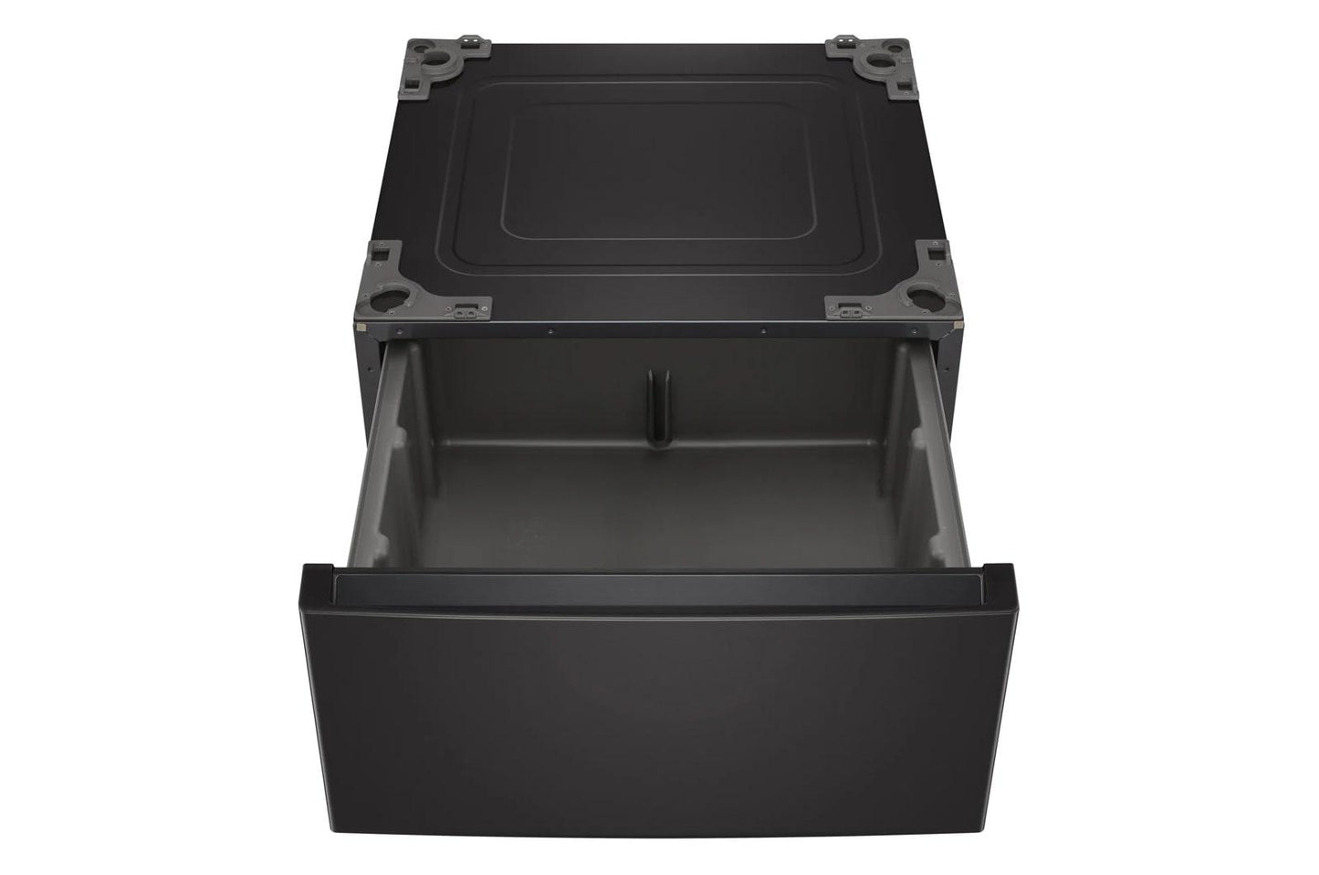 Lg WM4000HBADLGX4001BWD300CBWDP6B 4.5 cu. ft. Front Load Washer and 7.4 cu. ft. Gas Dryer with pedestal washer and drawer Laundry Set in Black Steel